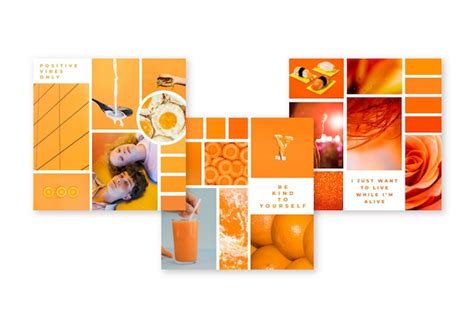 Free Vector Inspiration Mood Board Template In Orange
