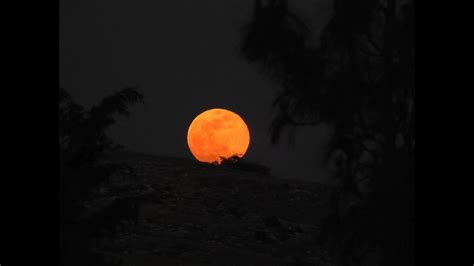 Full Orange Moon Rising Over The Hills Youtube