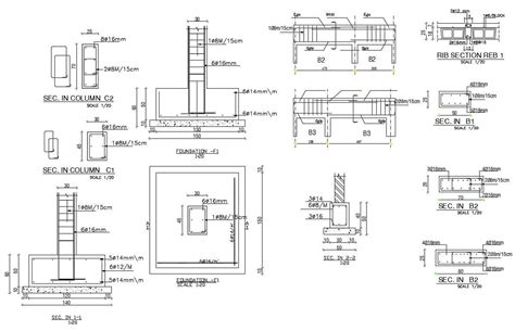 Column Footing Design Rcc Structure Cad Drawing Cadbull