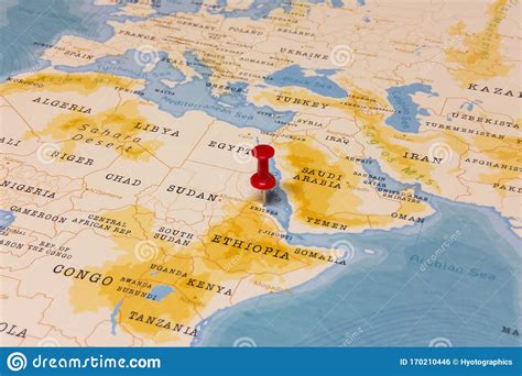 Eritrea map the state of eritrea. A Red Pin On Eritrea Of The World Map Stock Photo - Image of land, food: 170210446