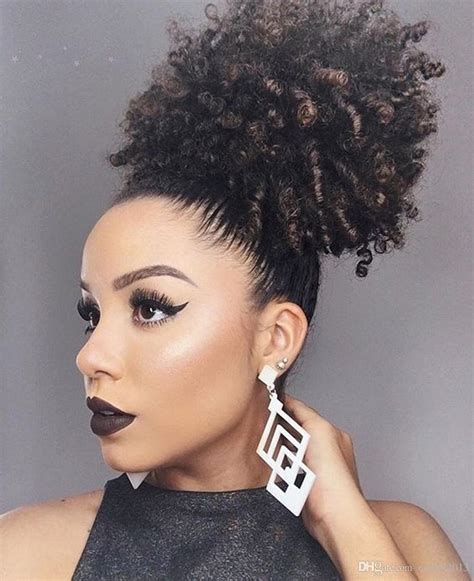 Fashion photo of beautiful woman with ponytail. Short High Afro Ponytail Clip In Afro Kinky Curly Hair ...