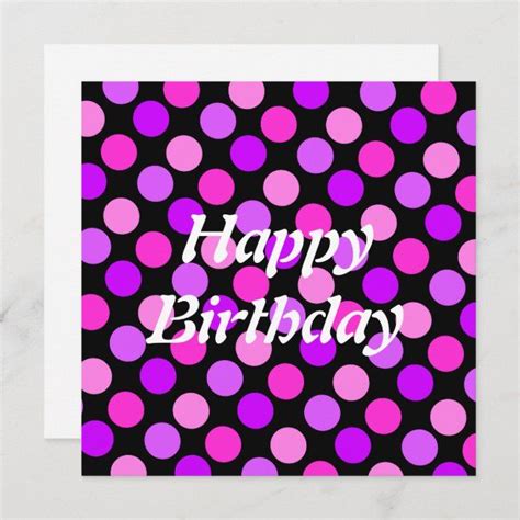 Polka Dot Birthday Flat Card In 2020 Polka Dot Birthday
