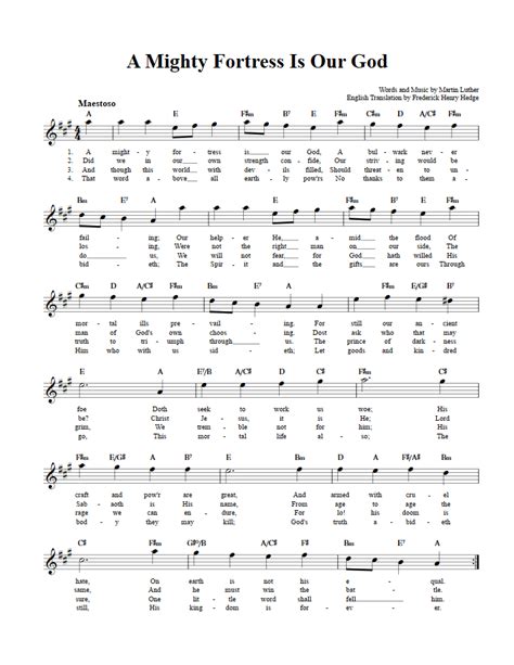 A Mighty Fortress Is Our God E Flat Instrument Sheet Music Lead Sheet