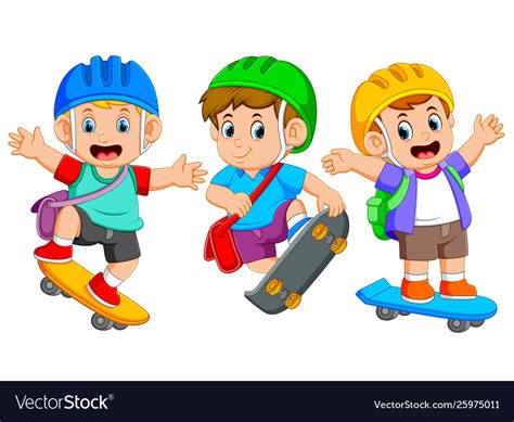 Children Are Playing Skate Board Royalty Free Vector Image