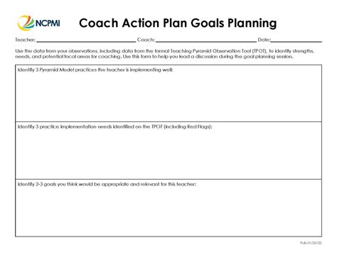 Coach Goal Planning Form National Center For Pyramid Model Innovations