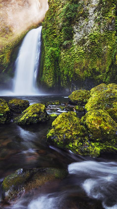 Download Waterfall Landscape Green Rocks Stream River Moss
