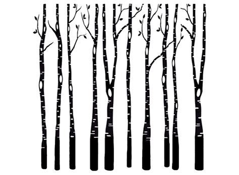 Birch Trees 4 Black 606 Or White 575 Fused Glass Decals Glass Decals Fused Glass Birch Tree