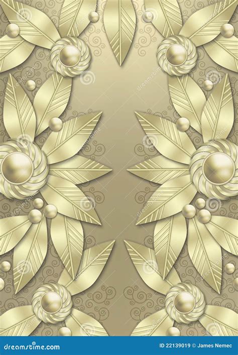 Art Deco Metallic Leaf Background Stock Illustration Illustration Of