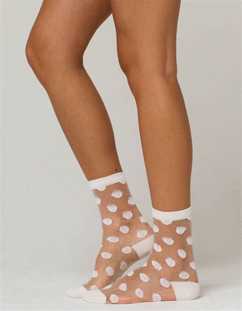 Sheer Polka Dot Womens Ankle Socks WHITE Tillys