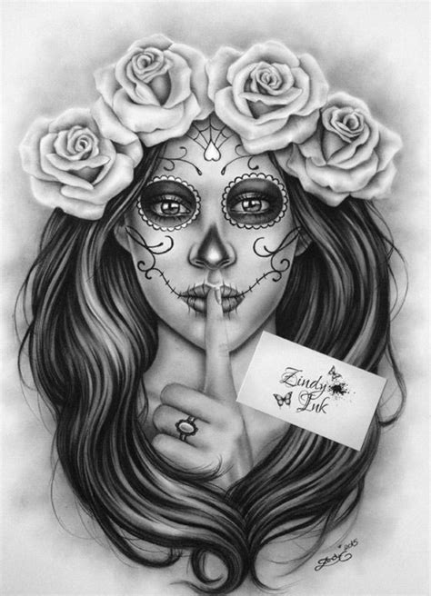 Day Of The Dead Tattoo Designs Black And White Black And White Day Of