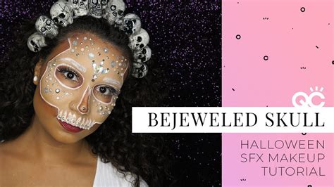 Halloween Special Fx Makeup Tutorial Bejeweled Skull Youtube