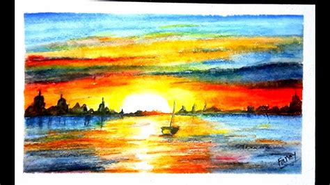 A Beautiful Sunrise Scenery Drawing In 2019 Watercolor Pencil