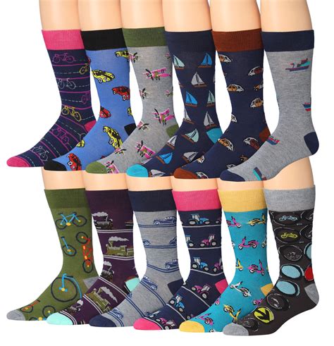 James Fiallo Mens 12 Pairs Funny Funky Crazy Novelty Colorful Patterned Dress Socks M200 12
