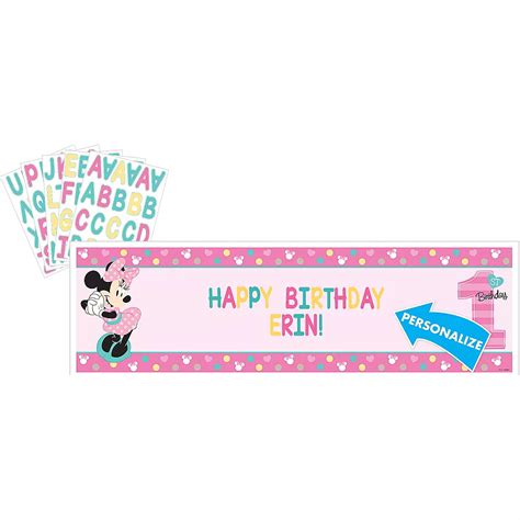 Giant 1st Birthday Minnie Mouse Personalized Banner Kit 65in X 20in