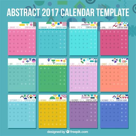 Premium Vector 2017 Calendar Template With Abstract Details