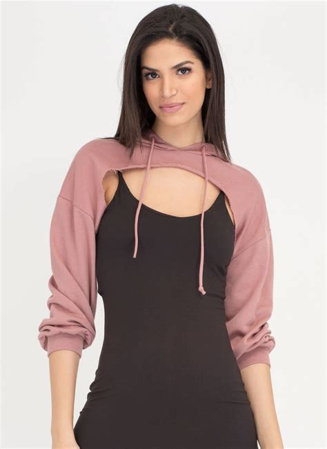 Bust Out High Low Hoodie Crop Top Mauve Hoodie Fashion Fashion Crop