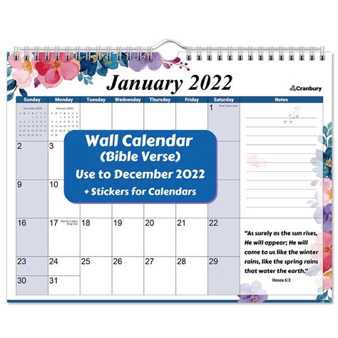 Buy Cranbury Small Wall 2021 2022 Bible Verse 85x11 Use Now To