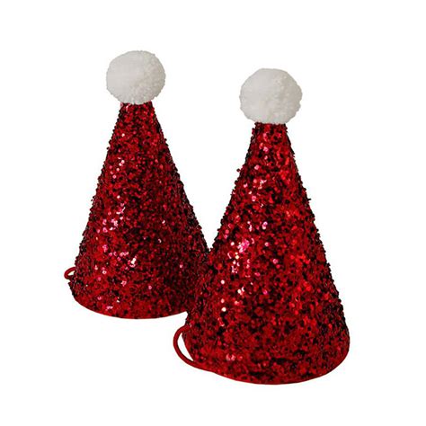 christmas mini red glitter santa hats by postbox party