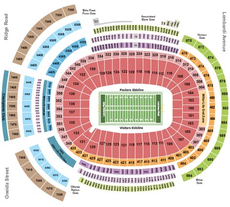Lambeau Field Seating Chart Rows Seat Numbers And Club Seats