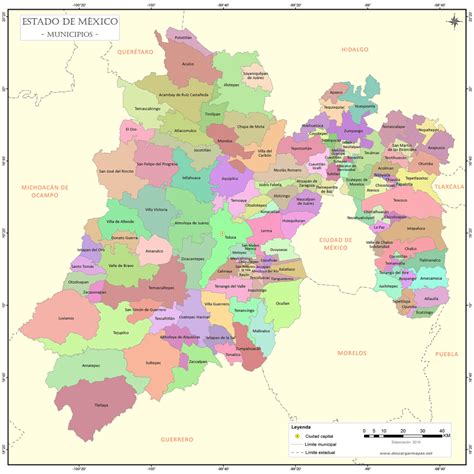 Mapa Del Estado De M Xico Con Sus Municipios Descargar E Imprimir Mapas