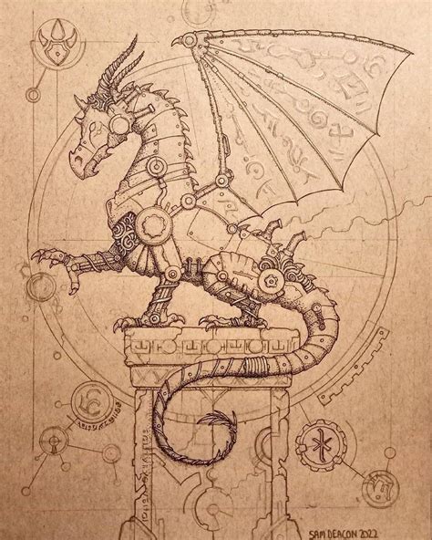 Steampunk Dragon A4 Print Dragon Artwork Steampunk Art Prints Dragon