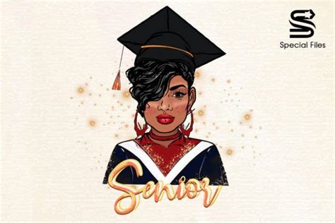 Senior Black Woman Afro Graduation Png Graphic By Special Files