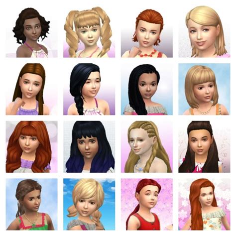 Oepu Sims 4 Love4sims4 Soft Curls For Girls Twist Pigtails