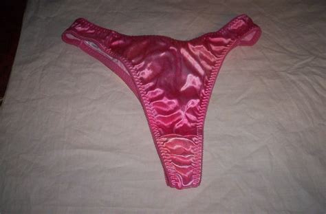 Vintage Coral Satin Thong Underwear Panty Panties