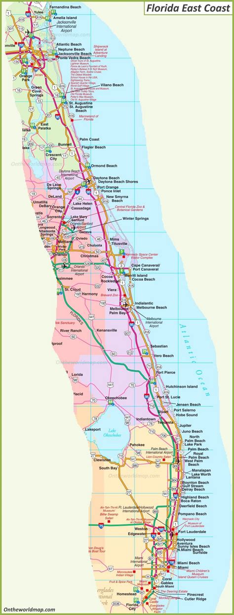 Top 5 East Coast Florida Cities Map 2022