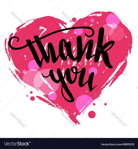 Thank You Calligraphy Valentines Day Card Vector Image