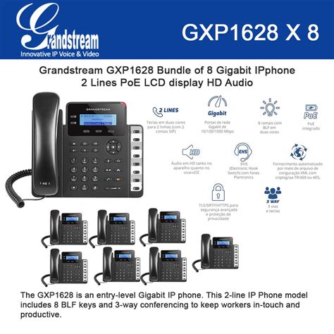Grandstream Gxp1628 Bundle Of 8 Gigabit Ipphone 2 Lines Poe Lcd Display Hd Audio