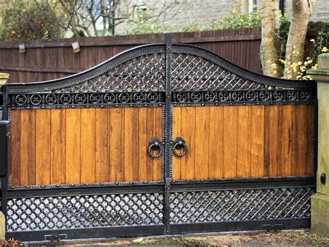 Wooden Driveway Gates Wood Clad Inserts With Iron Frames Wrought Iron