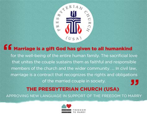 Presbyterian Church Includes Same Sex Couples In Definition Of Marriage Freedom To Marry