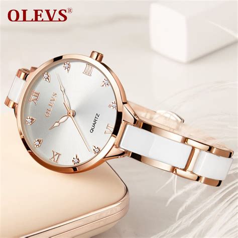 Olevs Women Luxury Watch Female Rose Gold Elegant Diamond Ladies Quartz