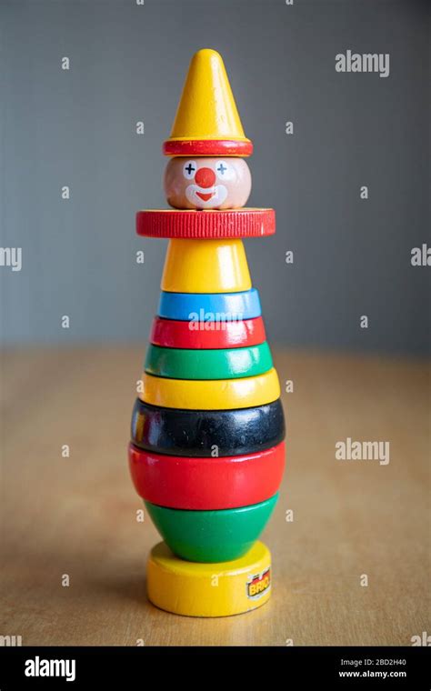 Vintage Wooden Stacking Clown Toy By Brio Stock Photo Alamy