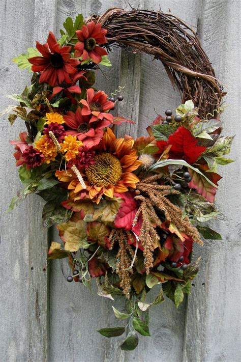 Autumn Wreath Fall Floral Designer Wreaths Sunflowers