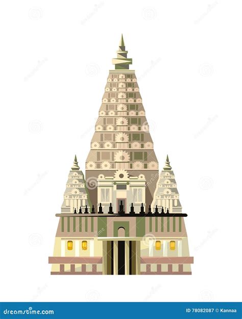 Mahabodhi Temple Icon Isolated On White Background Stock Vector