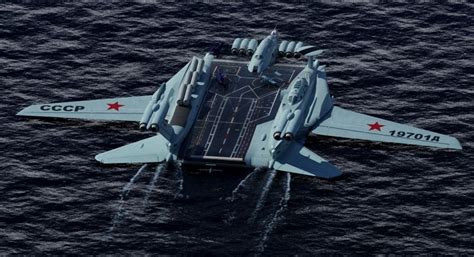 Awesome Soviet Ekranoplan Aircraft Carrier Project Flying Ship Flying