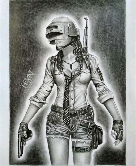 Pubg Girl Pencil Sketch Pencil Art With Images Pencil Art Drawings