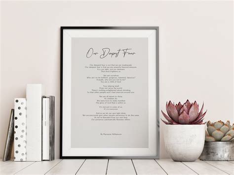 Our Deepest Fear By Marianne Williamson Framed Poem Marianne Etsy