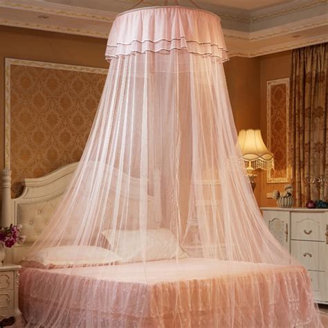 Round Double Lace Curtain Dome Bed Canopy Princess Mosquito Net With