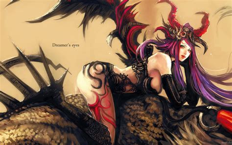 Free Download Sexy Demon Girl Wings Horn Anime Hd Wallpaper Desktop Pc Background 1600x943 For