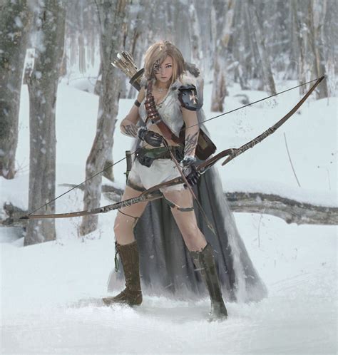 Artstation Winter Archer Yu Chao Cheng Fantasy Female Warrior Character Portraits Warrior