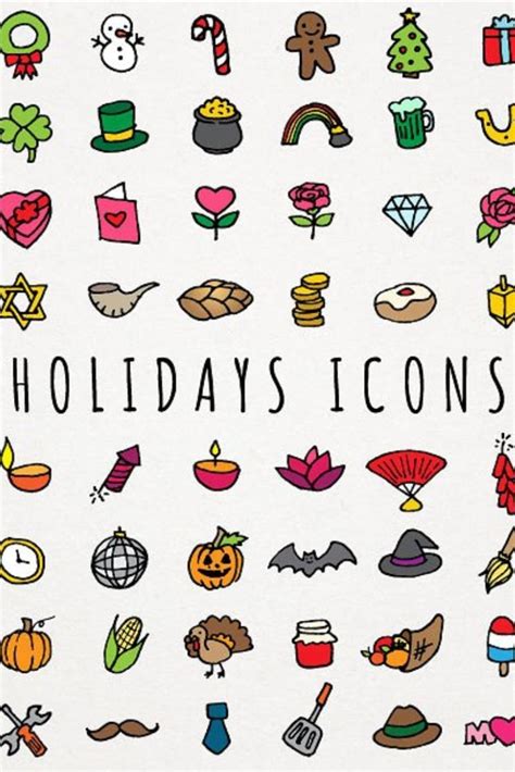 Holidays Icons Holiday Icon Printable Planner Stickers Hand Drawn Icons