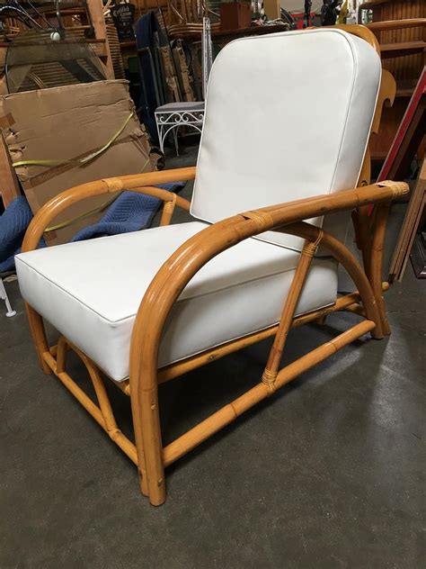 Modern patio lounge chairs made from materials like rattan, aluminum, steel, wood, cord, and recycled fabrics, work just as well inside as on your deck. Rare Restored 1949 Rattan Reclining Lounge Chair with ...