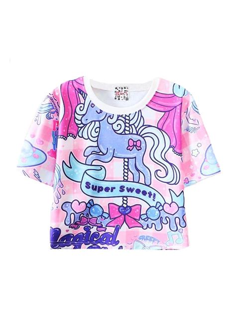 Super Sweet Kawaii Unicorn Crop Top Attitude Clothing