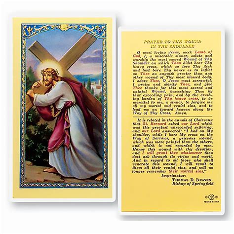 Laminated Holy Card Prayer For Shoulder Wound Ewtn Religious Catalogue