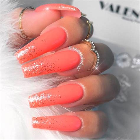 The shapes don't have to be uniform. 27 Exquisite Ideas For Peach Color Nails ...