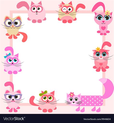 Frame With Funny Colorful Cats Royalty Free Vector Image