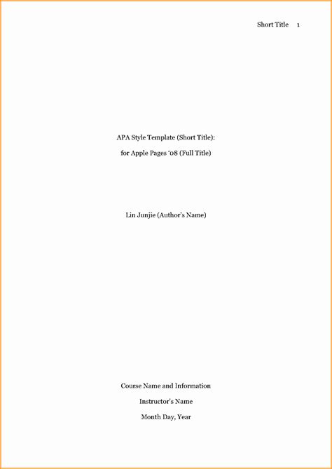 Apa Format Cover Page Template 6th Edition